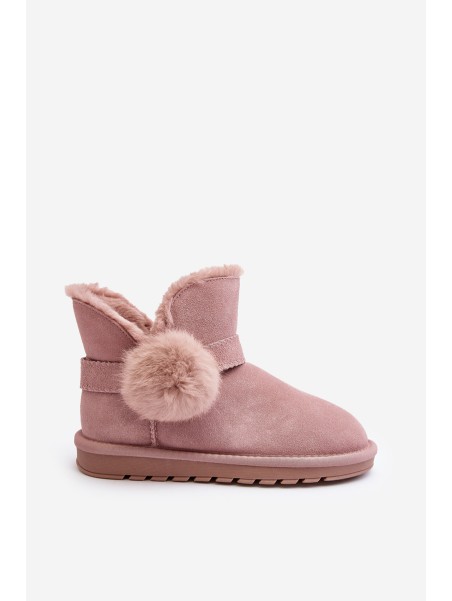 Pink Women's Suede Snow Boots with Cutouts Eraclio