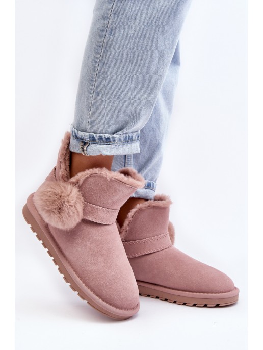 Pink Women's Suede Snow Boots with Cutouts Eraclio