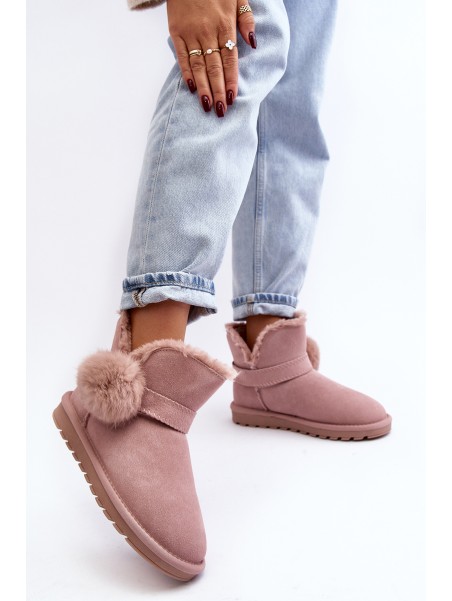Pink Women's Suede Snow Boots with Cutouts Eraclio