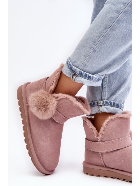 Pink Women's Suede Snow Boots with Cutouts Eraclio