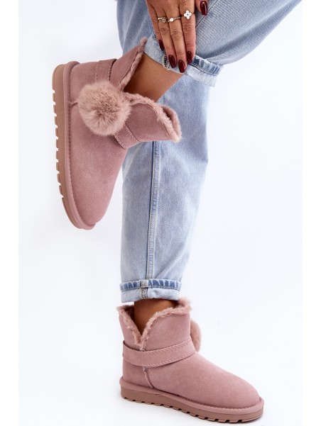 Pink Women's Suede Snow Boots with Cutouts Eraclio