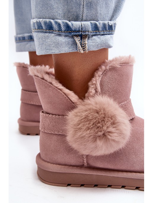 Pink Women's Suede Snow Boots with Cutouts Eraclio
