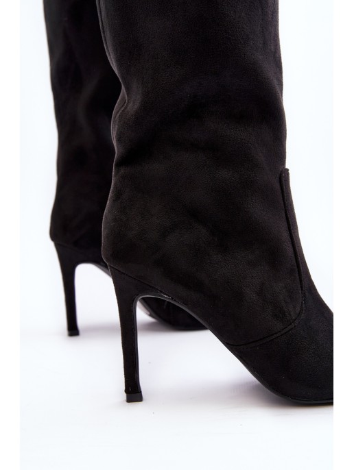 Women's Half-Calf Boots with Stiletto Heel Black Odetteia Women's Half-Calf Boots with Stiletto Heel Black Odetteia