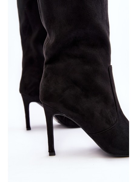 Women's Half-Calf Boots with Stiletto Heel Black Odetteia