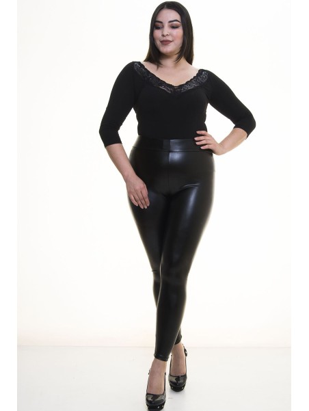 Melnas ādas imitācijas bikses