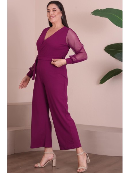 Rozā elegants kombinezons ar lencīti