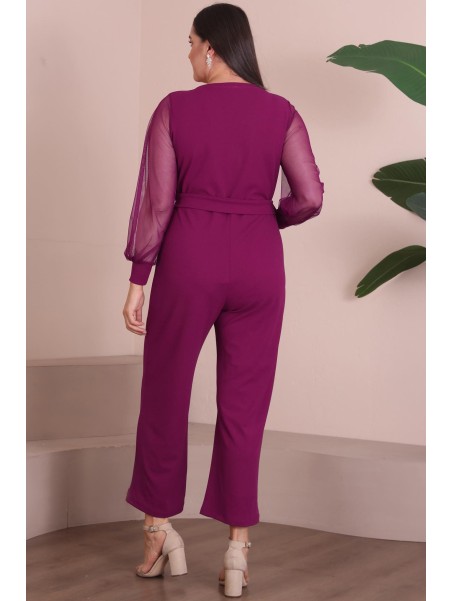 Rozā elegants kombinezons ar lencīti