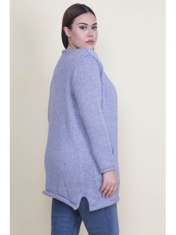 Dailus violetinis megztinis su kišenėlėmis 2