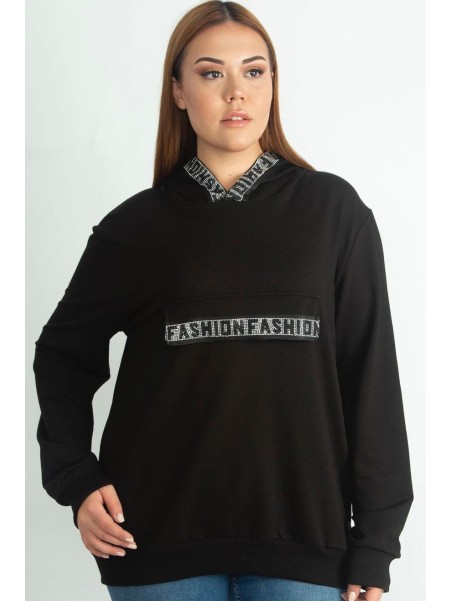 Stilīga melna kapuce ar kabatām