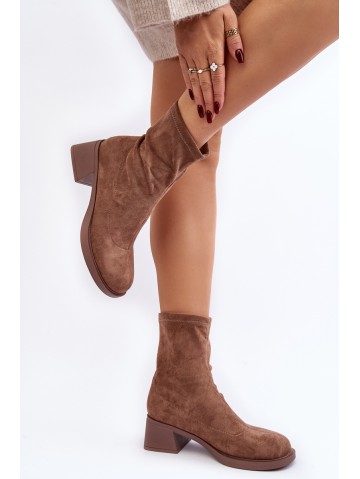 Women's low heeled ankle boots brown Aphroteia 2