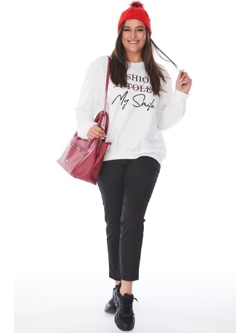 Põhiline valge kampsun kirjadega 2