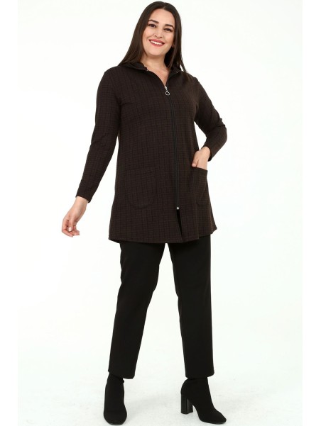 Sieviešu džemperis ar rāvējslēdzēju ar kabatām