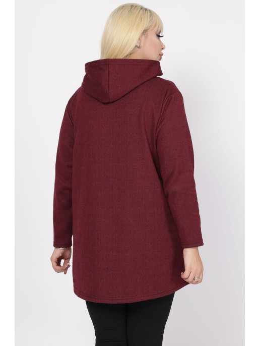 Tamsiai raudonas džemperis su užtrauktuku Tamsiai raudonas džemperis su užtrauktuku