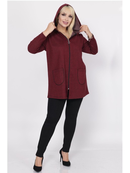 Tamsiai raudonas džemperis su užtrauktuku Tamsiai raudonas džemperis su užtrauktuku