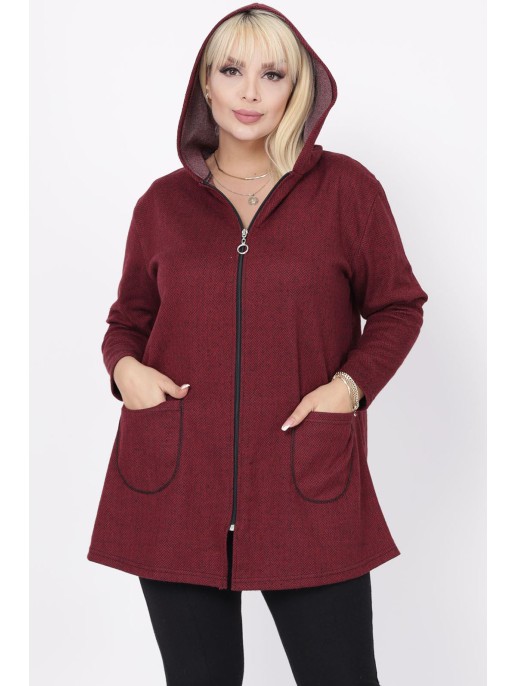 Tumši sarkans džemperis ar rāvējslēdzēju Tumši sarkans džemperis ar rāvējslēdzēju