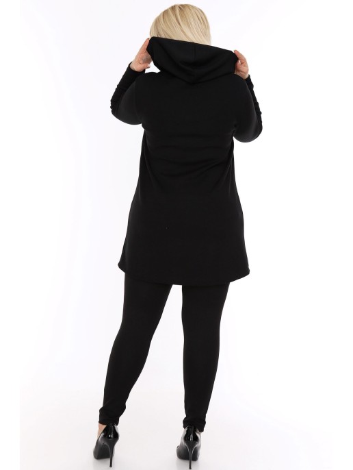 Paprastas juodas užtraukiamas džemperis moterims Paprastas juodas užtraukiamas džemperis moterims