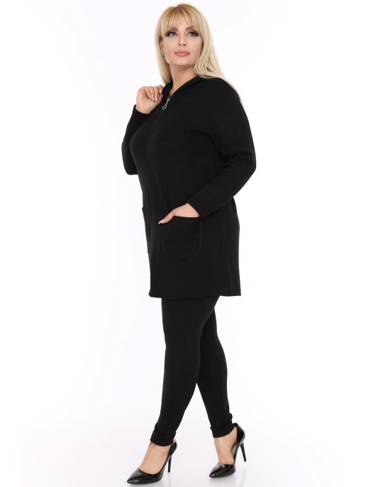 Paprastas juodas užtraukiamas džemperis moterims Paprastas juodas užtraukiamas džemperis moterims