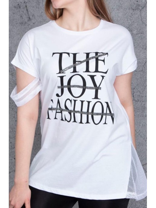 Stilīgs balts t-krekls ar uzrakstiem Stilīgs balts t-krekls ar uzrakstiem