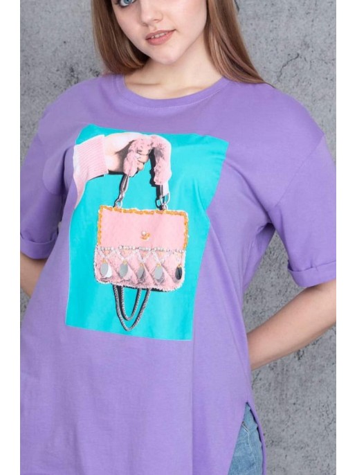 Фиолетовая женская футболка с... Фиолетовая женская футболка с...