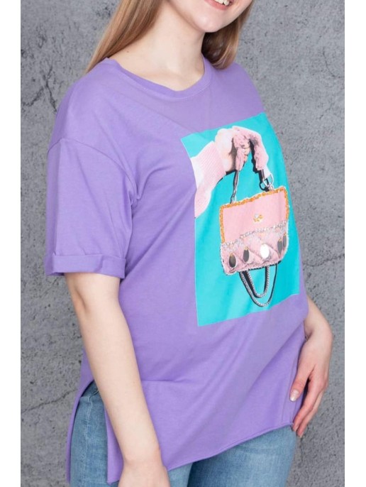 Lilla aplikatsiooniga t-särk naistele Lilla aplikatsiooniga t-särk naistele