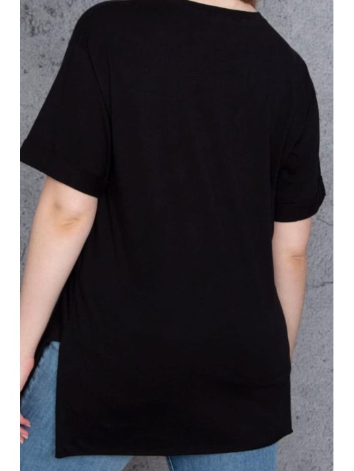 Черная женская футболка с аппликацией Черная женская футболка с аппликацией