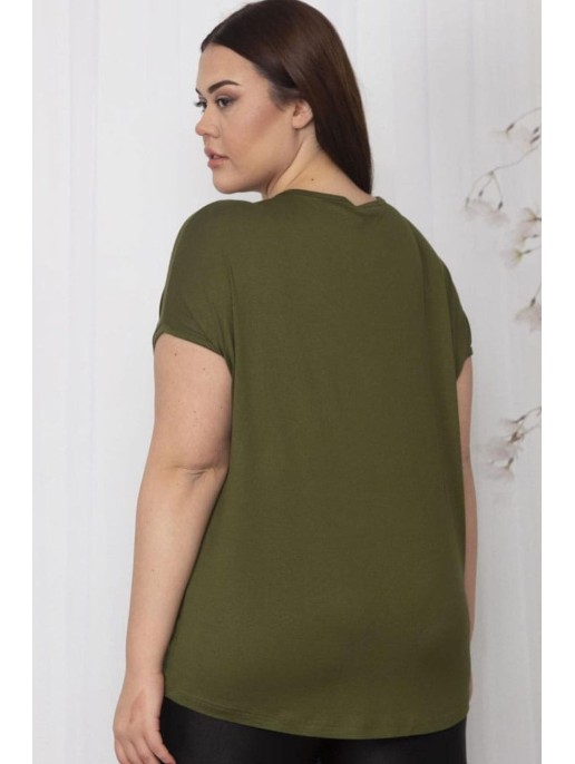 Haki krāsas krekls ar ziedu kabatu Haki krāsas krekls ar ziedu kabatu