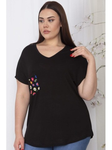 Juodi viskozės marškinėliai moterims