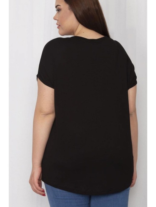 Juodi viskozės marškinėliai moterims Juodi viskozės marškinėliai moterims