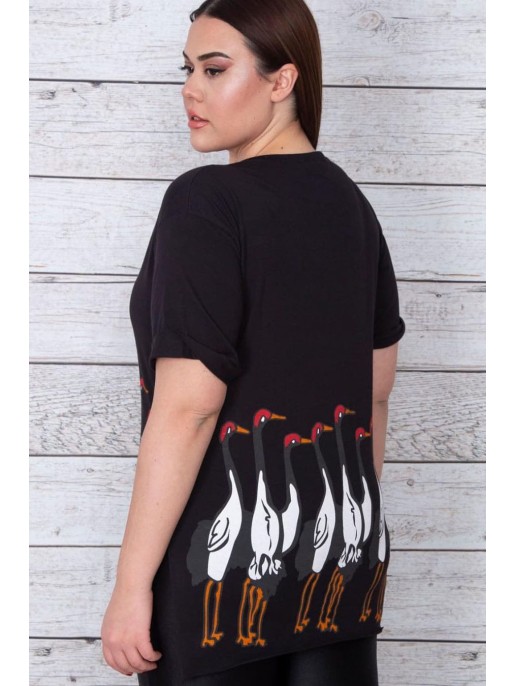 Juodi moteriški medvilniniai marškinėliai Juodi moteriški medvilniniai marškinėliai