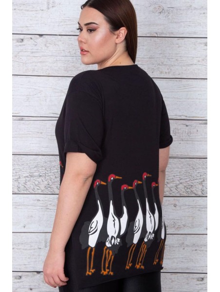 Черная женская хлопковая футболка