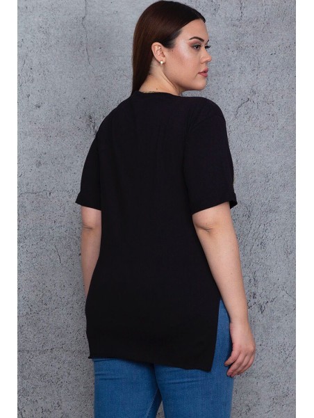 Must naiste puuvillane T-särk