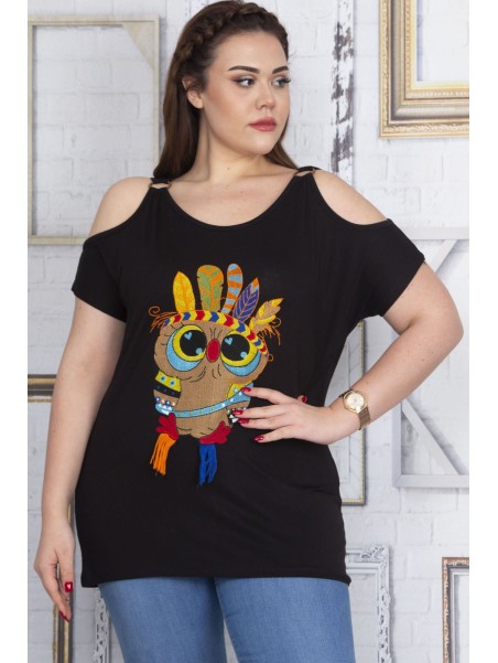 Must naiste aplikatsiooniga pluus