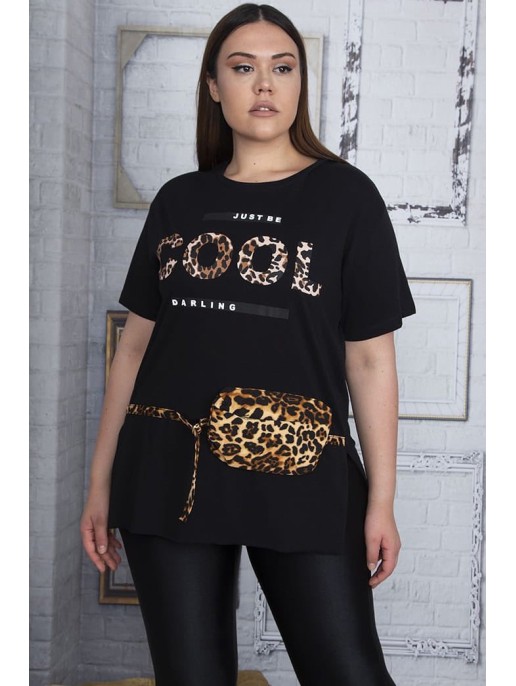 Juodi marškinėliai su prisegamu diržu-pinigine Juodi marškinėliai su prisegamu diržu-pinigine