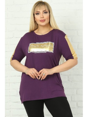 Stilīga violeta blūze ar zelta akcentiem