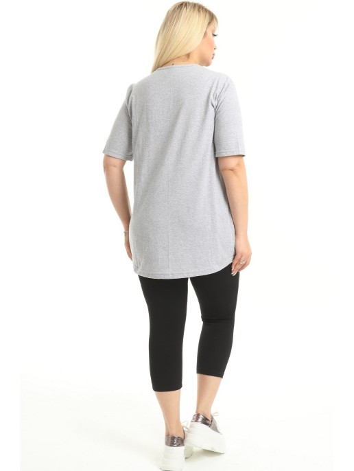 Pilki moteriški marškinėliai su aplikacija Pilki moteriški marškinėliai su aplikacija