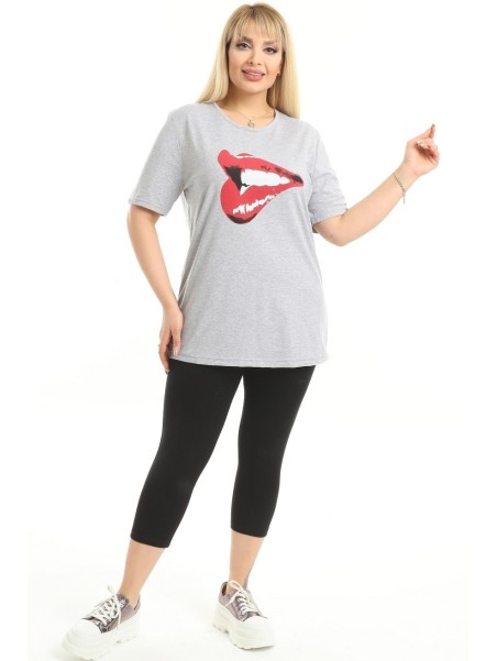 Hall naiste t-särk aplikatsiooniga