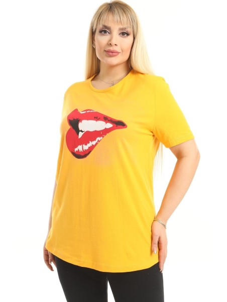 Желтая женская футболка с короткими рукавами