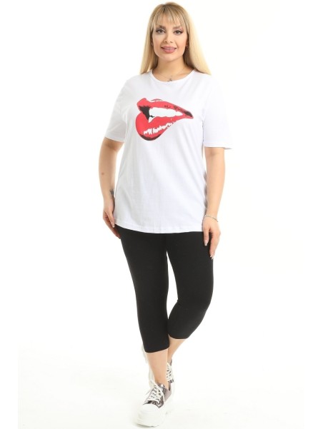 Valge naiste puuvillane T-särk