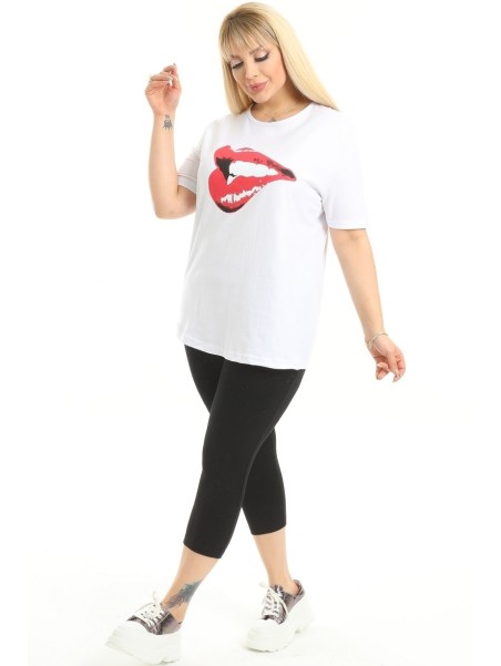 Balts sieviešu kokvilnas T-krekls