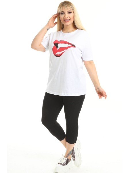 Balts sieviešu kokvilnas T-krekls