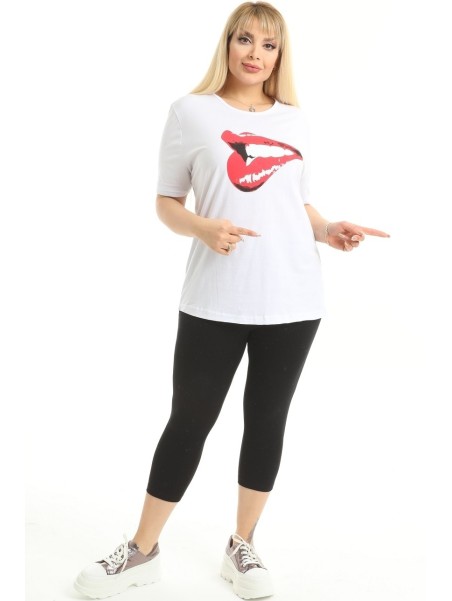 Valge naiste puuvillane T-särk