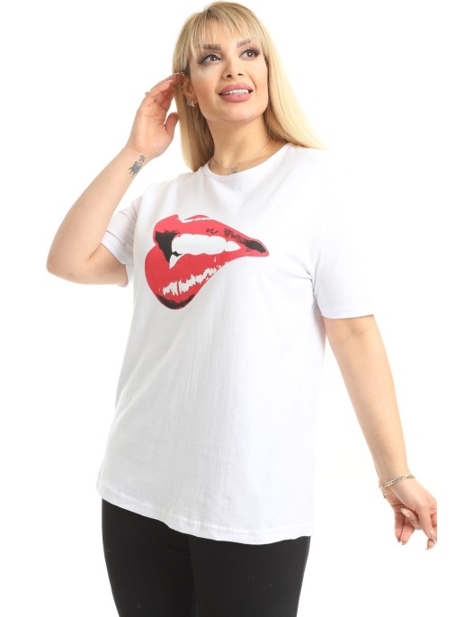 Balts sieviešu kokvilnas T-krekls Balts sieviešu kokvilnas T-krekls