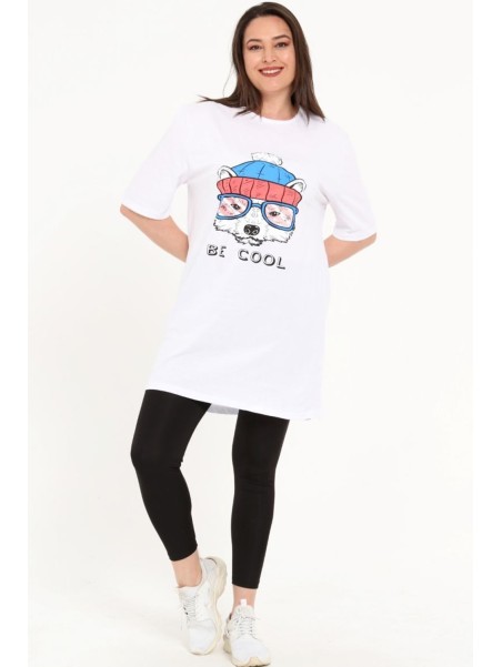 Balta tunika ar īsām piedurknēm