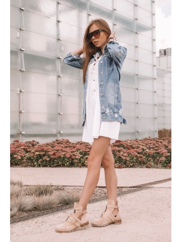 Lu Boo Beige Suede Boots With Cutouts Rock Girl 2