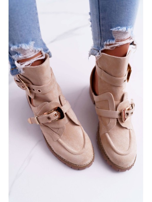 Lu Boo Beige Suede Boots With Cutouts Rock Girl Lu Boo Beige Suede Boots With Cutouts Rock Girl