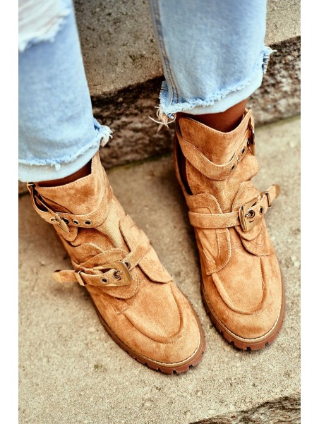 Lu Boo Suede Cutout Boots Camel Rock Girl