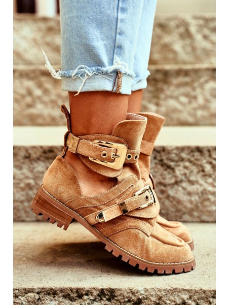Lu Boo Suede Cutout Boots Camel Rock Girl