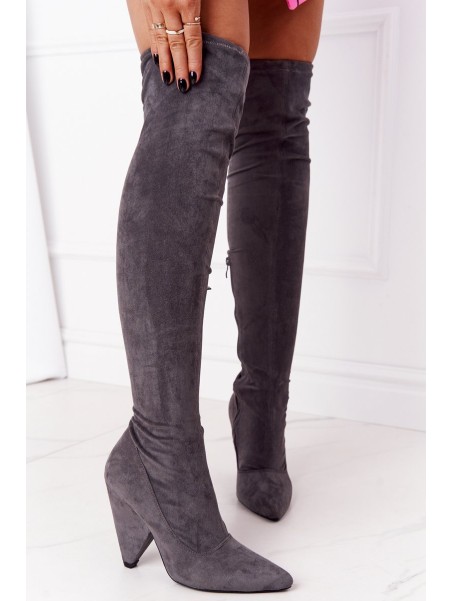Suede High Heel Boots Lu Boo Grey
