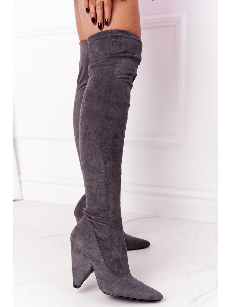 Suede High Heel Boots Lu Boo Grey