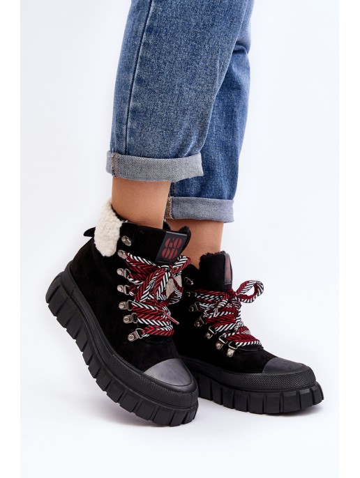 Lined Boots Trappers on Thick Sole Black Ralotta Lined Boots Trappers on Thick Sole Black Ralotta